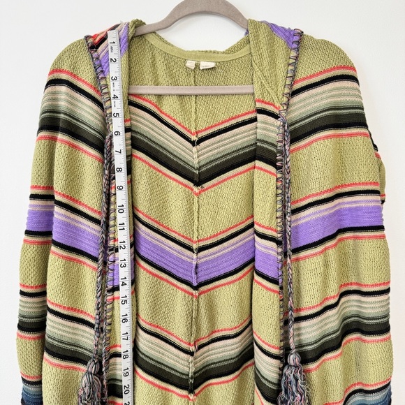 Anthropologie Moth Calexico Poncho Sweater Hooded Vest Cardigan Striped Sz XS S - Picture 3 of 16
